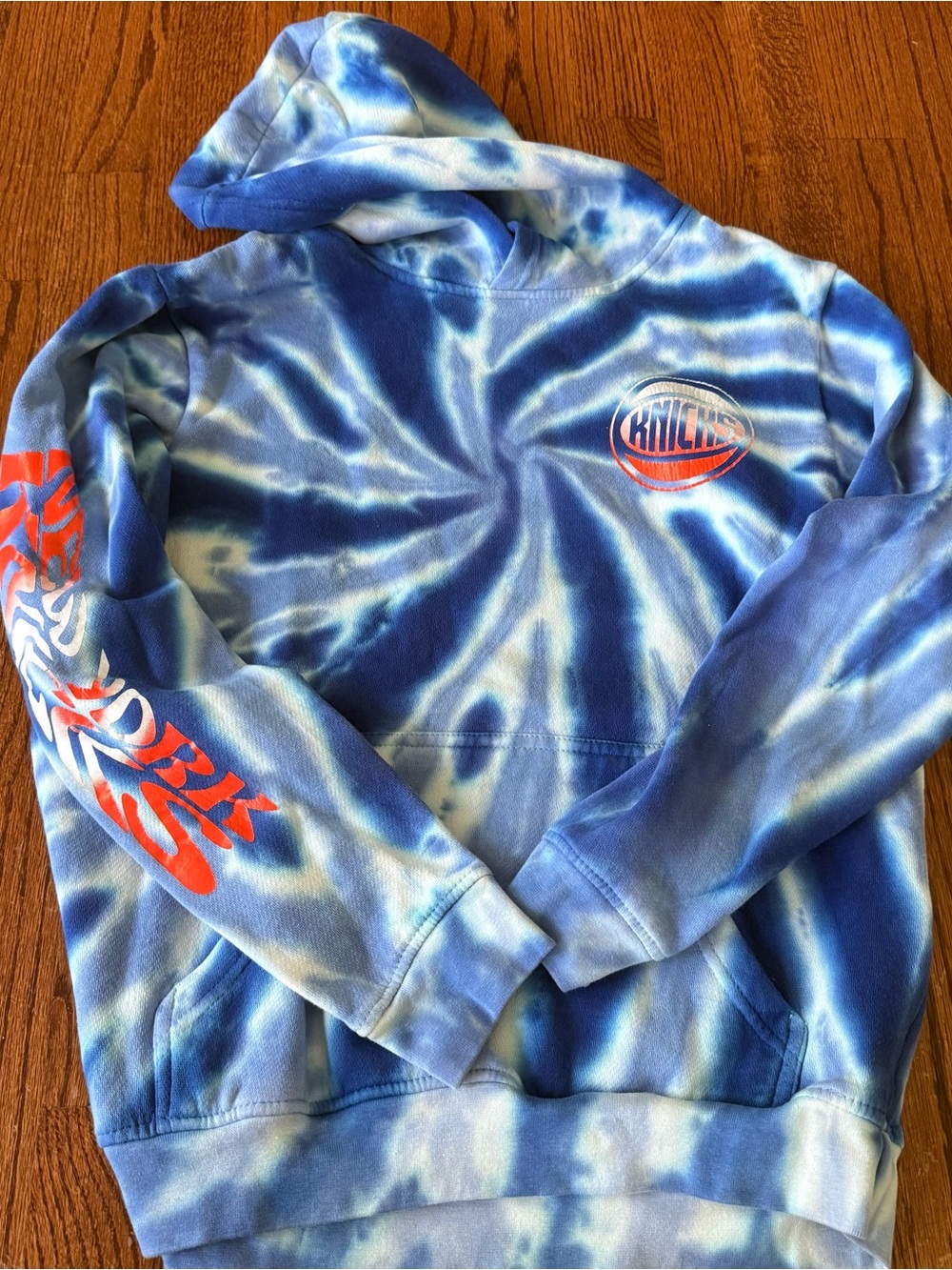 NY Knicks Tie-Dye Blue Hoodie - L